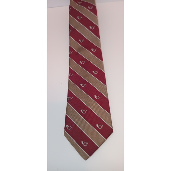 Vintage Other - Vintage Mens Tie Custom Design Stripe Posthorn Mailman Music Novelty Academia